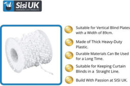 Sisi UK 10M Vertical Blind Bottom Beaded Chain For 89mm Slats White Plastic With Connectors Replacement Chain For Window Blind Clips - thumbnail 2