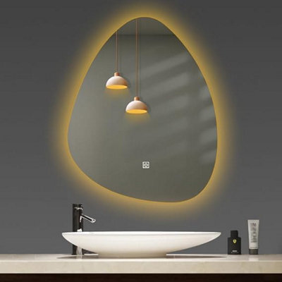 Biznest 70X50 Cm Led Tear Drop Lighted Bathroom Wall Mirror 3 Color Light Touch Switch With Fog Pad (70X50 Cm Tear Drop L8040) - image 1