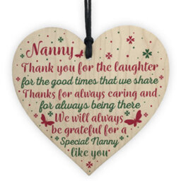 Red Ocean Nanny Gifts For Christmas Wooden Heart Thank You Nan Birthday Gift Grandparents Plaque - thumbnail 1