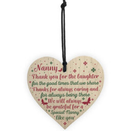Red Ocean Nanny Gifts For Christmas Wooden Heart Thank You Nan Birthday Gift Grandparents Plaque - thumbnail 5