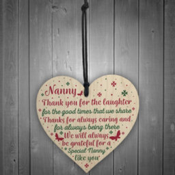 Red Ocean Nanny Gifts For Christmas Wooden Heart Thank You Nan Birthday Gift Grandparents Plaque - thumbnail 2