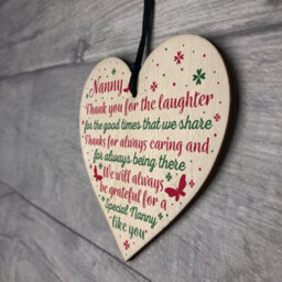 Red Ocean Nanny Gifts For Christmas Wooden Heart Thank You Nan Birthday Gift Grandparents Plaque - thumbnail 7