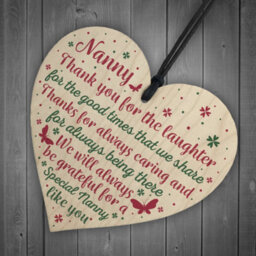 Red Ocean Nanny Gifts For Christmas Wooden Heart Thank You Nan Birthday Gift Grandparents Plaque - thumbnail 6