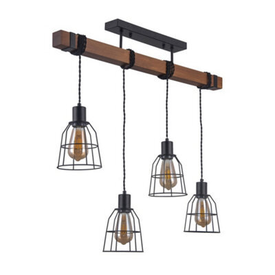 Luminosa Lighting Luminosa Industrial And Retro Hanging Pendant Black Matt 4 Light , E27 - image 1