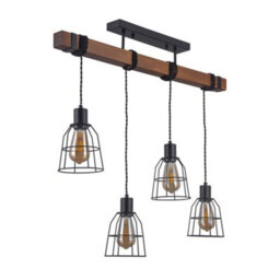 Luminosa Lighting Luminosa Industrial And Retro Hanging Pendant Black Matt 4 Light , E27 - thumbnail 1