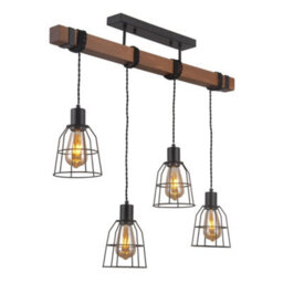Luminosa Lighting Luminosa Industrial And Retro Hanging Pendant Black Matt 4 Light , E27 - thumbnail 2