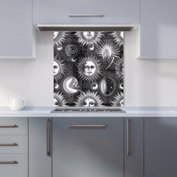 Warren Reed Designer Moon And Sun Black White Premium Glass Kitchen Splashback W600mm X H750mm - thumbnail 6