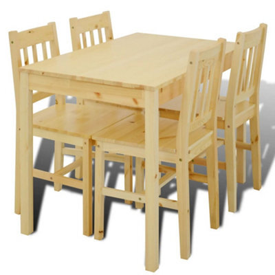 Berkfield Solid Dining Set 5 Pieces Pine Wood Natural - image 1