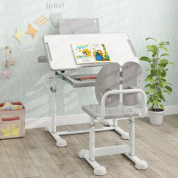 Gainoom Kids Grey Study Desk & Chair Set Height-Adjustable Children Study Desk - thumbnail 4