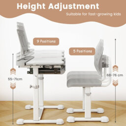 Gainoom Kids Grey Study Desk & Chair Set Height-Adjustable Children Study Desk - thumbnail 5