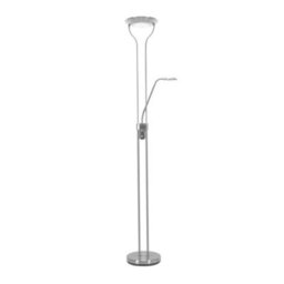 Valuelights Beata Brushed Chrome Integrated Led Uplighter Floor Lamp With Task Reading Side Lamp - thumbnail 2