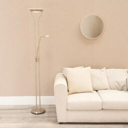 Valuelights Beata Brushed Chrome Integrated Led Uplighter Floor Lamp With Task Reading Side Lamp - thumbnail 5