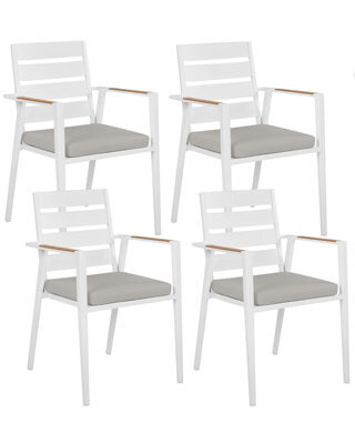 Beliani Set Of 4 Garden Chairs With Cushions Taviano Metal Grey - image 1