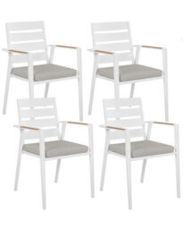 Beliani Set Of 4 Garden Chairs With Cushions Taviano Metal Grey - thumbnail 1