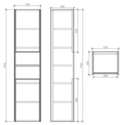 Plum&clay Matterhorn Oak Wall Hung Bathroom Tall Storage Cabinet (H)1700mm (W)400mm - thumbnail 3