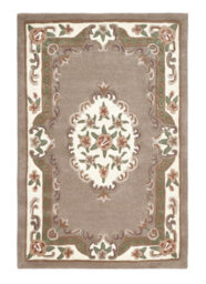 Beige Traditional Wool Rug, 25mm Thick Floral Handmade Rug, Beige Rug For Living Room, & Dining Room-67Cm X 127Cm (Halfmoon)