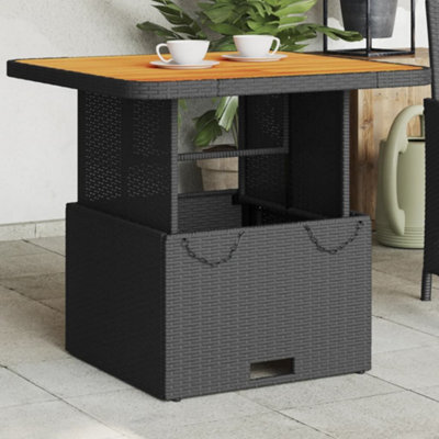 Berkfield Garden Table Black 80X80X71 Cm Poly Rattan And Acacia Wood - image 1