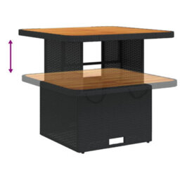 Berkfield Garden Table Black 80X80X71 Cm Poly Rattan And Acacia Wood - thumbnail 4