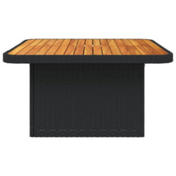 Berkfield Garden Table Black 80X80X71 Cm Poly Rattan And Acacia Wood - thumbnail 6