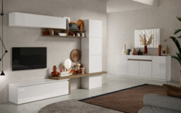 FurniComp LTD Furnicomp Chelsea 2 Door White Gloss And Mercure Oak Glass Display Cabinet - thumbnail 2
