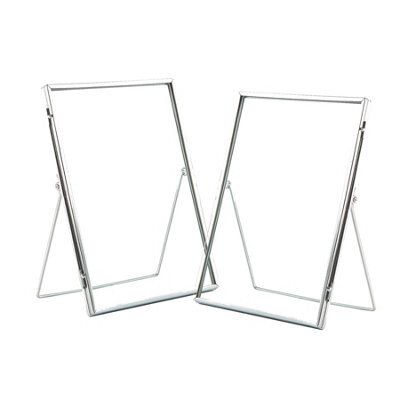 "Nicola Spring Standing Metal Photo Frames - 6"" X 8"" - Silver - Picture Frame Freestanding Frame Display Poster Frame - Set Of 2" - image 1