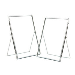 "Nicola Spring Standing Metal Photo Frames - 6"" X 8"" - Silver - Picture Frame Freestanding Frame Display Poster Frame - Set Of 2" - thumbnail 1