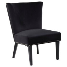 Orsina Interiors By Premiers Black Velvet Dining Chair, Dining Room Accent Chair, Velvet Upholstered Wing Chair With Wooden Legs - thumbnail 9