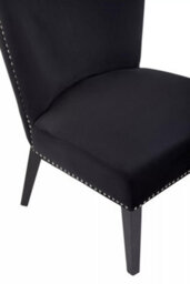 Orsina Interiors By Premiers Black Velvet Dining Chair, Dining Room Accent Chair, Velvet Upholstered Wing Chair With Wooden Legs - thumbnail 5