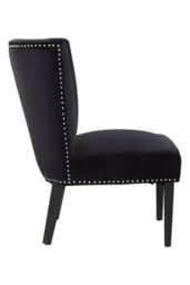 Orsina Interiors By Premiers Black Velvet Dining Chair, Dining Room Accent Chair, Velvet Upholstered Wing Chair With Wooden Legs - thumbnail 3