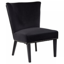 Orsina Interiors By Premiers Black Velvet Dining Chair, Dining Room Accent Chair, Velvet Upholstered Wing Chair With Wooden Legs - thumbnail 1
