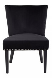 Orsina Interiors By Premiers Black Velvet Dining Chair, Dining Room Accent Chair, Velvet Upholstered Wing Chair With Wooden Legs - thumbnail 2
