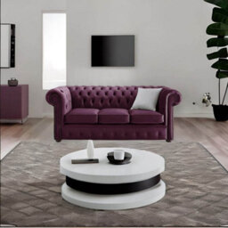 Chesterfield 3 Seater Fabric Malta Purple 01 Sofa - thumbnail 3
