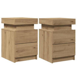 Walplus Bedside Cabinets With Led 2 Pcs Artisian Oak 35X39X55 Cm Engineered Wood - thumbnail 3