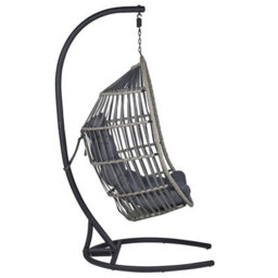 Beliani Hanging Chair With Stand Sesia Pe Rattan Dark Grey - thumbnail 7
