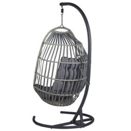 Beliani Hanging Chair With Stand Sesia Pe Rattan Dark Grey - thumbnail 6