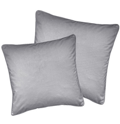 Luxury Enhanced Living Pair Of Grey Velvet Cushion Covers - 43X43Cm - Cases Only - image 1
