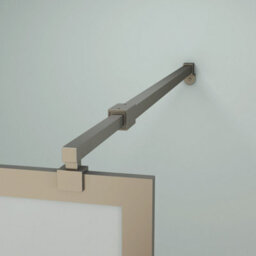 Royal Bathrooms Luxor 800mm Walk In Wet Room Fluted Shower Enclosure Screen With Gun Metal Grey Frame 8mm Nano Glass & Support Arm - thumbnail 6