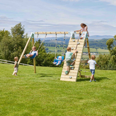 Rebo Premium Double Garden Swing With Up And Over Wall For Kids And Baby - Navy Blue - image 1