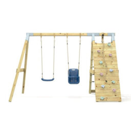 Rebo Premium Double Garden Swing With Up And Over Wall For Kids And Baby - Navy Blue - thumbnail 2