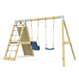 Rebo Premium Double Garden Swing With Up And Over Wall For Kids And Baby - Navy Blue - thumbnail 5
