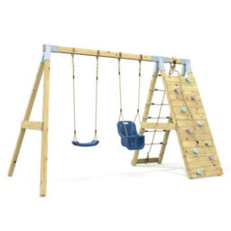 Rebo Premium Double Garden Swing With Up And Over Wall For Kids And Baby - Navy Blue - thumbnail 4
