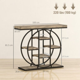 Wyld Haus Reyore Industrial Console Table Rustic Brown Wood-Look With Black Steel Frame, 6 Open Shelves, 100 X 30 X 81.5 Cm - thumbnail 3