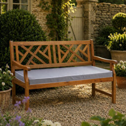 Alfresia 2 Seater Acacia Wood Garden Bench With Luxury Grey Garden Cushion
