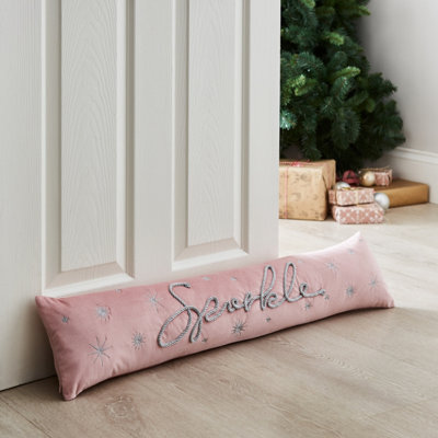 Catherine Lansfield Christmas Sparkle Door Draught Excluder Pink - image 1
