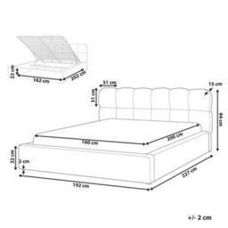 Beliani Ottoman Bed Fabric Baston 160 X 200 Cm (Eu King Size) Off-White - thumbnail 3