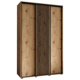 Arte Modern Sapporo Sliding Door Wardrobe 150Cm In Oak Artisan: Stylish Storage For Small Spaces (H)2050mm (W)1500mm (D)600mm - thumbnail 2