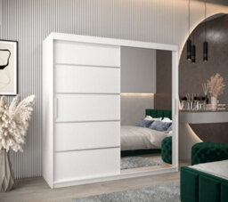 Arte Verona 02 Contemporary 2 Mirrored Sliding Door Wardrobe 9 Shelves 2 Rails White Matt (H)2000mm (W)2000mm (D)620mm - thumbnail 2