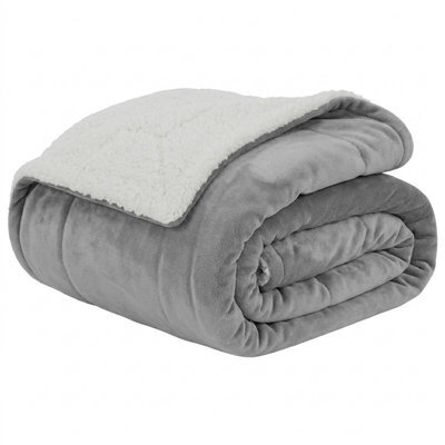 Moonlight Bedding Sherpa Fleece Throw Blanket Silver Double Soft Thick & Fluffy Reversible Throw For Sofa, Bed & Travel Blanket - image 1