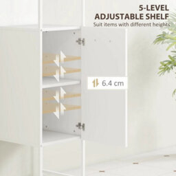 Tall Bathroom Cabinet Slim Storage Unit Cupboard Adjustable Shelving White - thumbnail 6