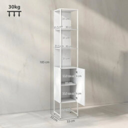 Tall Bathroom Cabinet Slim Storage Unit Cupboard Adjustable Shelving White - thumbnail 2